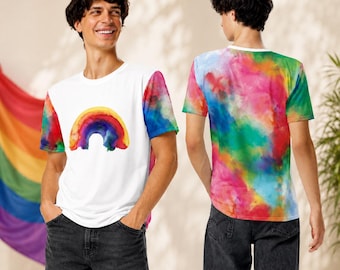 Regenbogen Pride T-Shirt | LGBTQ Regenbogen Shirt | Lebendiges Aquarell Stolz T-Shirt | Bunte Festival Kleidung | Künstlerisches Unisex Pride Top