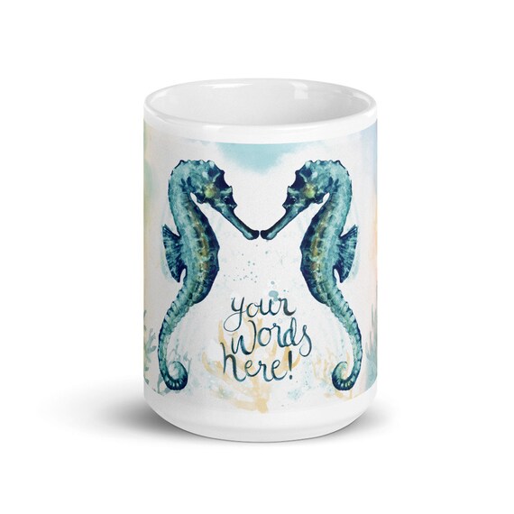 Tazza da caffè con cavalluccio marino stravagante, tazza in ceramica colorata, regalo perfetto per gli amanti dell'oceano, arredamento nautico