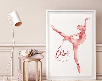 Personalised Ballet Dancer Painting Wall Art Dance Gift