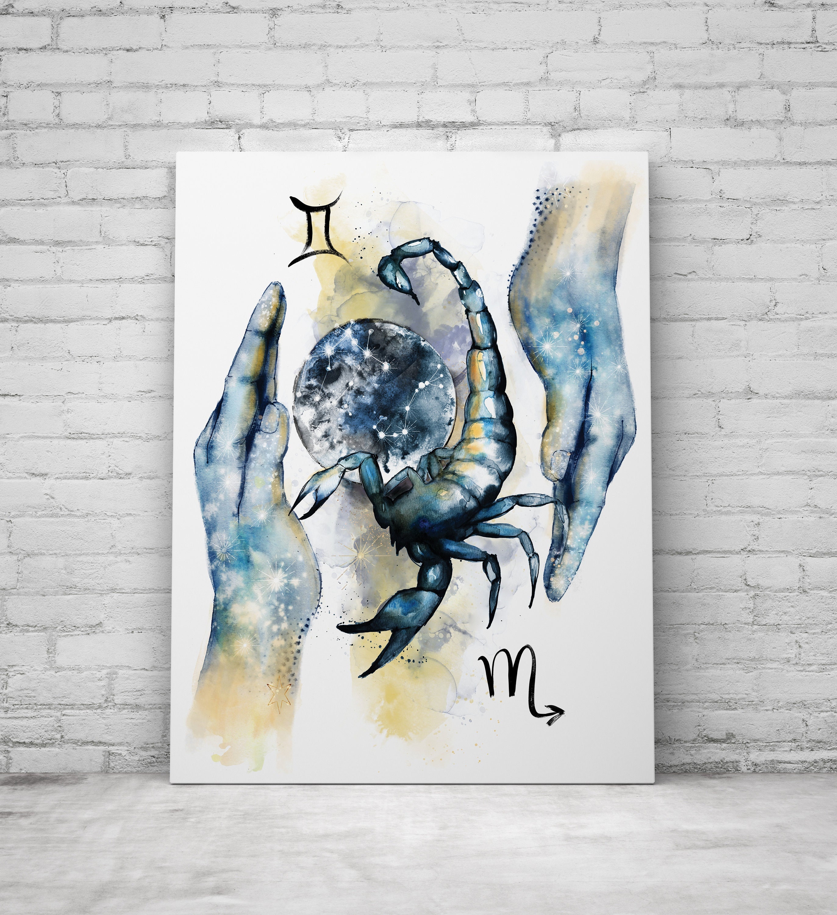 Skorpion Sternzeichen Sternzeichen Giclée Druck Freundschaft Aquarell Wandbild  Horoskop Horoskop Astrologie persönliches Valentinstag Geschenk