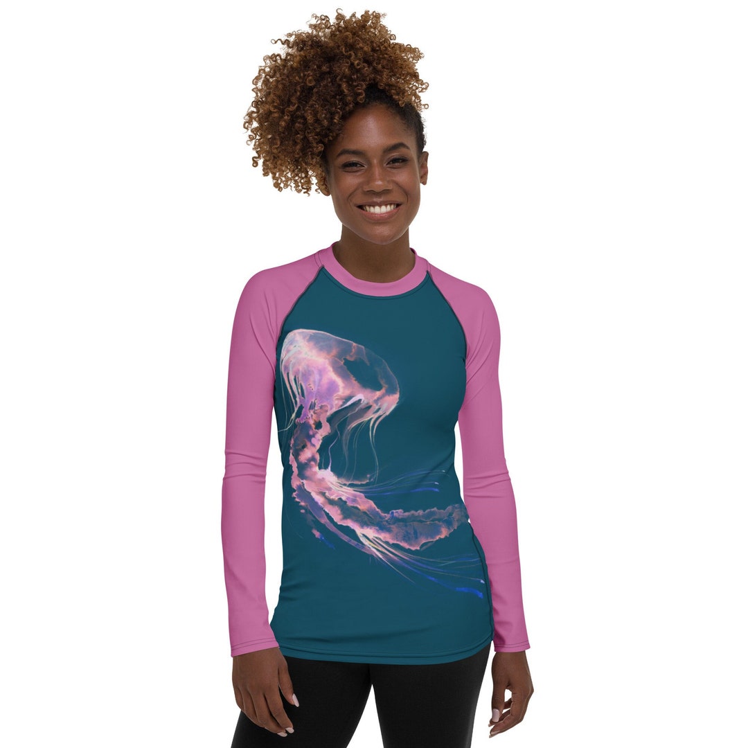 Women's Rash Guard Pink Jellyfish 40 UPF Swimmer Gift Surf Beach ...