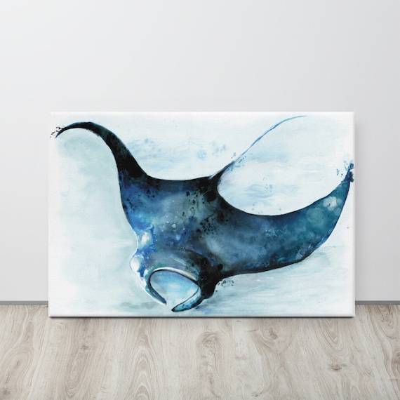 マンタ 水彩画 絵画 壁アート 海 航海 ポスター 沿岸装飾 ジクレー