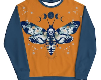 Hand Painted Death’s Head Hawkmoth Sweatshirt – Unique Moth Jumper, Gothic Nature Sweatshirt, Dark Cottagecore Clothing, Witchy Pullover