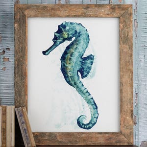 Seahorse watercolour Painting wall art ocean nautical coastal decor fish sealife ink watercolor Giclée print Canvas boho seaside surf gift