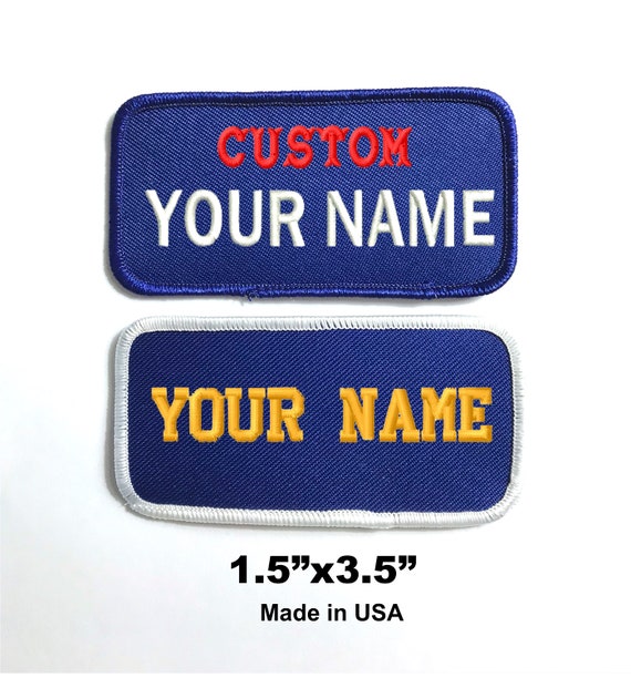 Custom Patch brodé Iron On Badge nom 4/" x 2/" Tag sew on Motard 2 lignes