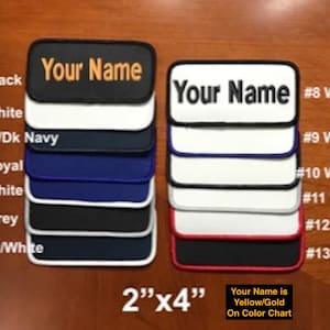Iron-on/ Sew-on/ Custom Embroidered Name Tag/ Personalized Name Patch/ Motorcycle Biker Badge/ 2&quot;x4&quot; Rectangular Shape
