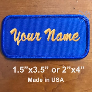 Custom ( Personalized ) Embroidered Patch /Embroidered Name Tag / Motor-biker badge/ 1.5"x3.5" or 2"x4" Royal Blue