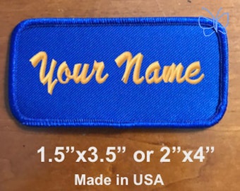 Custom ( Personalized ) Embroidered Patch /Embroidered Name Tag / Motor-biker badge/ 1.5"x3.5" or 2"x4" Royal Blue