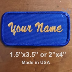 Custom Embroidered Name Patch, Royal Blue Biker Badge