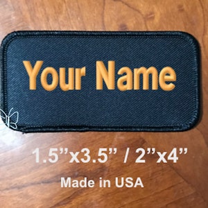 Custom Embroidered Name Tag /Personalized  Name Patch/ Motorcycle Biker Badge/ 1.5"x3.5" or 2"x4" Black Background/Black Border