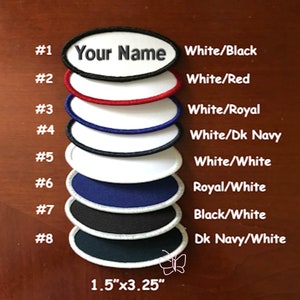 Iron-On/ Sew-on Custom Embroidered Name Tag/ Personalized Name Patch/ Motorcycle Biker Badge/ 1.5&quot;x3.25&quot; Oval Shape Patch