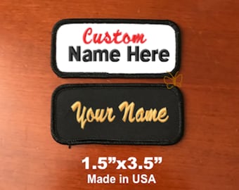 Name Patch Uniform Work Shirt Personalized Embroidered Graphite with Black Border Sew on. Name Patch Uniform Work Shirt Personalized Embroidered Graphite with Black Border Sew on.