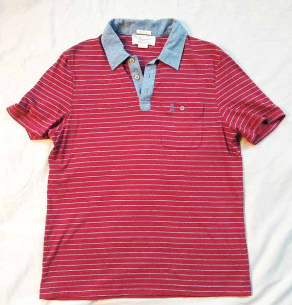 blue striped polo