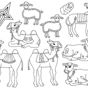 Digital Download - Black & White Nativity Scene pieces (set of 24 pieces)