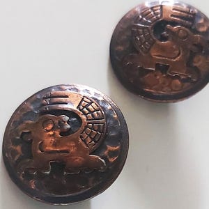 Vintage Jewelcraft Copper Dragon Earrings: 1940s Designer Clip On Earrings signed