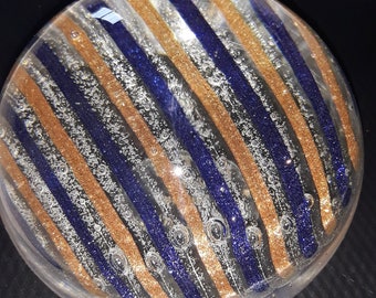 Vintage Murano Paperweight with Label / Controlled Bubble Art Glass Bullicante / Desk accessory