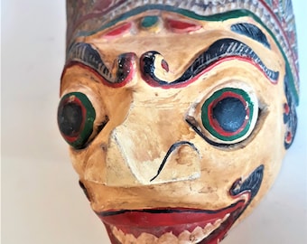 Antik mask Topeng Java Indonesien / Samlarmask för Ramayana-teaterdans / Väggdekoration för heminredning