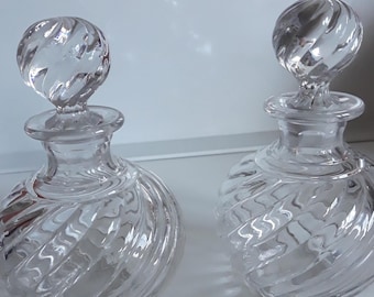 Antique Baccarat Crystal Perfume Bottles: French Swirl Design, 1890-1920