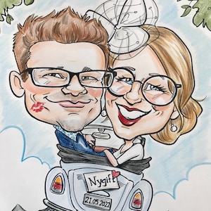 Wedding Caricature! Approx 11" x 14" Full Color Sketch