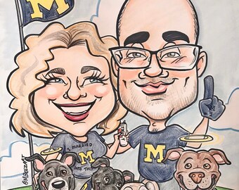 Caricatura a color de 11 x 14 - Tema de cuerpo completo