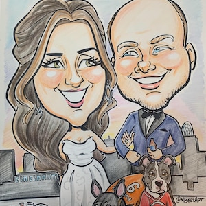 Wedding Caricature! Approx 11&quot; x 14&quot; Full Color Sketch