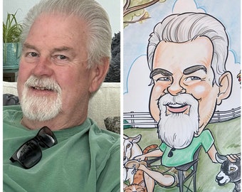 Retirement Caricature! Approx 11" x 14" Full Color Sketch