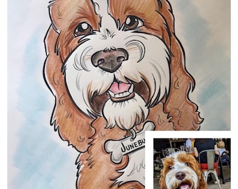 Pet Caricatures! Full Color 11 x 14 Animal Caricature. Up to 4 Pets.