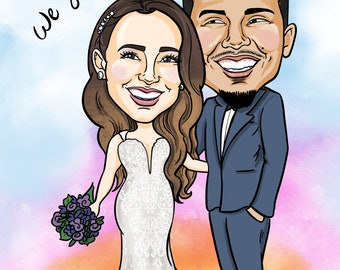 2 Person Digital Caricature -Drawing from Photo - Electronic Copy Only
