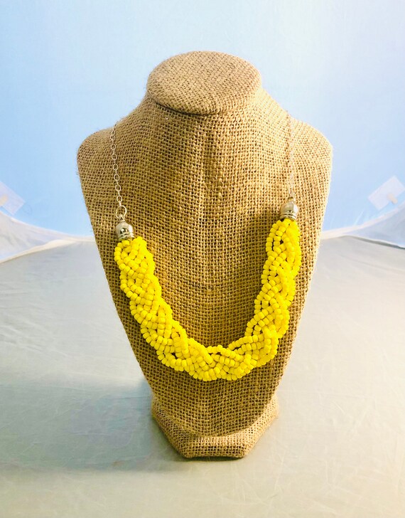 Yellow seed bead necklace sale