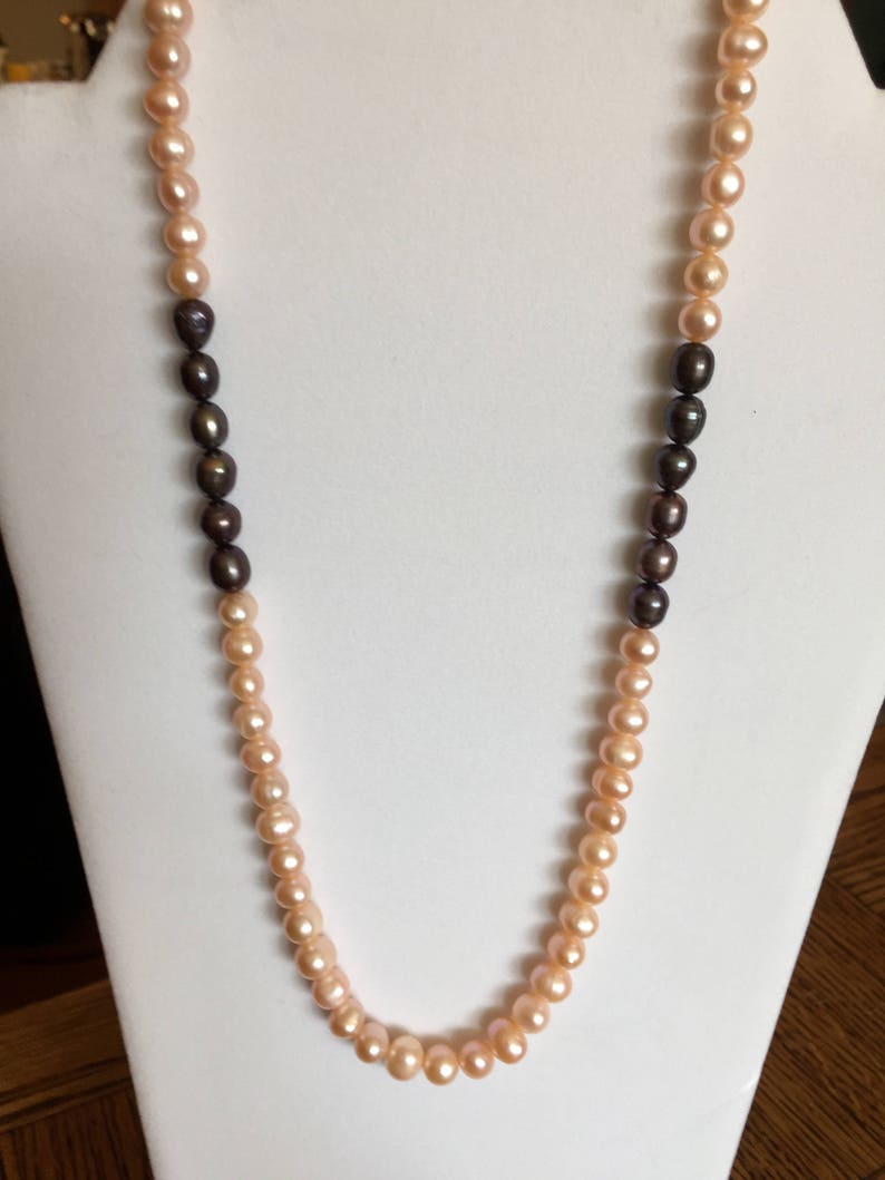 Semi Precious Pearl Necklace 22 Long image 2