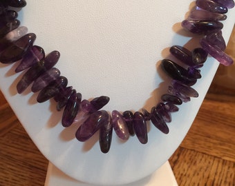 Semi Precious Amethyst Necklace 21" Long