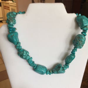Turquoise Howlite Nugget Semi Precious Necklace 21&quot; long