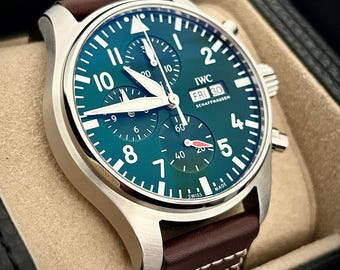 Vintage IWC Chronograph Green Dial 43mm Men's Watches | Gift for Men