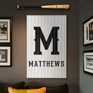 Pinstripe Jersey Custom Name Sign - Personalized Baseball Number Decor, Perfect Sports Lover Gift, Custom Gift for Baseball Lover