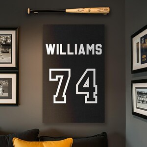 Custom Sports Jersey Number and Name Sign - Personalized Wood Sign for Baseball Lovers, Teams, or Sports Decor