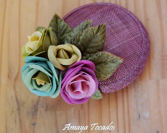 Tocado  flores, boda, complemento, invitada/ Headpiece, Fascinator