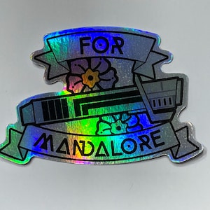 Star Wars Mandalorian For Mandalore Darksaber holographic sticker