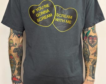 Sample Misfits Candy Hearts Scream With Me DTF T-shirt Vintage Black Medium
