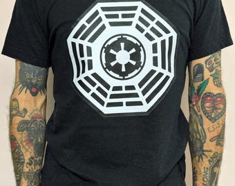 Sample Star Wars LOST Dharma Empire DTF T-shirt Black CVC Medium