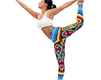 Fifth Degree™ Navajo Indian Clothing High-Waisted Healing Mood-Enhancing Designer Gym Yoga Premium Aztec Leggings, Printed Yoga Leggings