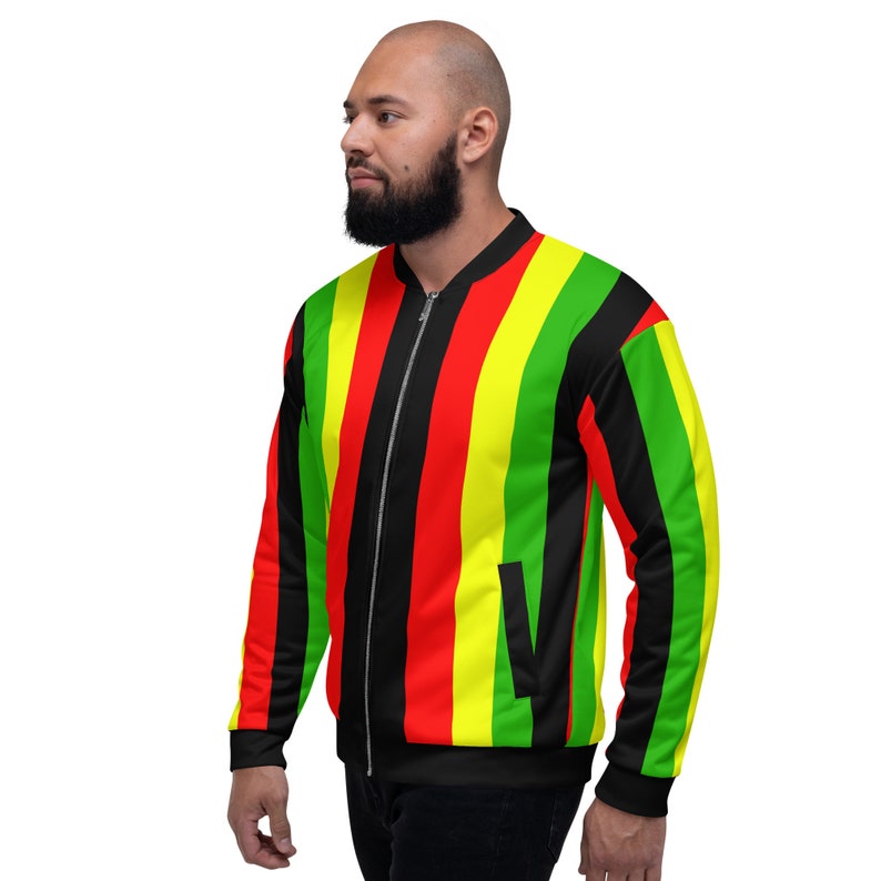 Fifth Degree™ Rasta Lion of Zion Clothing All Over Print Rastafari Unisex Bomber Jacket Reggae Concert Outfit Rastafarian Jamaican