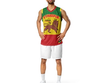 Fifth Degree™ Ethiopia Haile Selassie I Basketball Jersey Shirt Rasta Lion of Zion Clothing Rastafari Reggae Outfit Rastafarian African