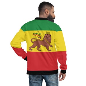 Ethiopia Rasta Lion of Zion Clothing All Over Print Rastafari Unisex Bomber Jacket Reggae Outfit Rastafarian African