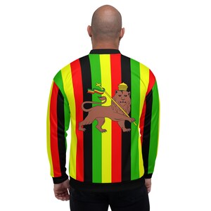 Fifth Degree™ Rasta Lion of Zion Clothing All Over Print Rastafari Unisex Bomber Jacket Reggae Concert Outfit Rastafarian Jamaican