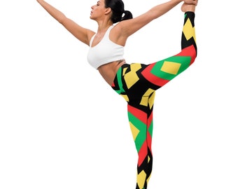 Fifth Degree™ Rasta Print High-Waisted Healing Mood-Enhancing Designer Workout Gym Yoga Premium Leggings Rastafarian Clothing