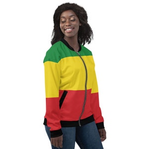 Ethiopia Rasta Lion of Zion Clothing All Over Print Rastafari Unisex Bomber Jacket Reggae Outfit Rastafarian African