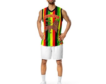 Fifth Degree™ Ethiopia Haile Selassie I Basketball Jersey Shirt Rasta Lion of Zion Clothing Rastafari Reggae Outfit Rastafarian African