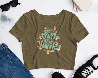 Fifth Degree™ Hippie Stoner Crop Top, Hippie Clothes Gifts, Boho Hippie Shirt Cute Tops Women Croptop Peace Love Art Prints Custom