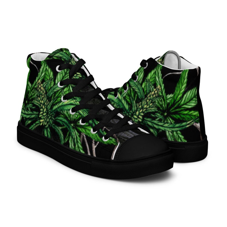 Fifth Degree™ Women’s High Top Canvas African Marijuana Pot Cannabis CBD Rasta Smoke Shoes Weed Sneakers