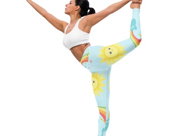 Fifth Degree™ Rainbow Love Sunlight Print High-Waisted Depression Healing Mood-Enhancing Designer Premium Workout Gym Yoga Funny Leggings